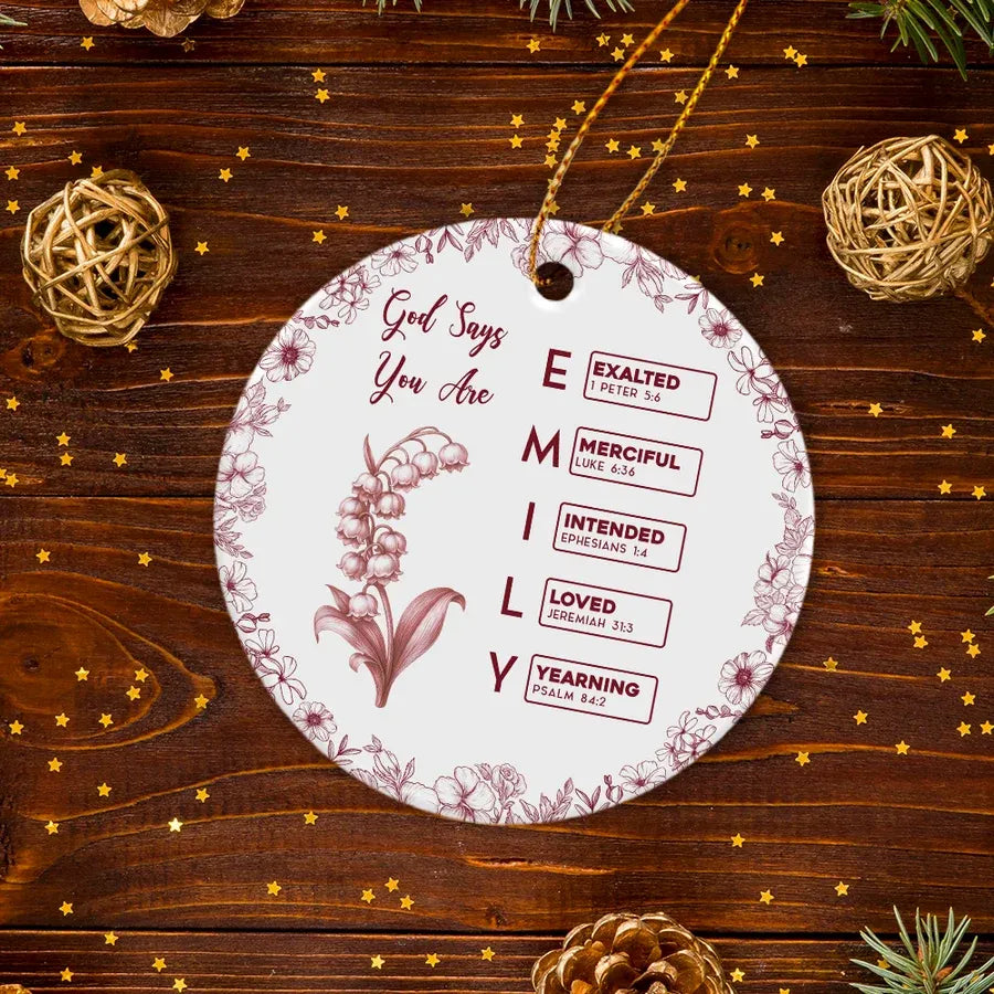 Ceramic Ornament with Bible Verses and Floral Border
