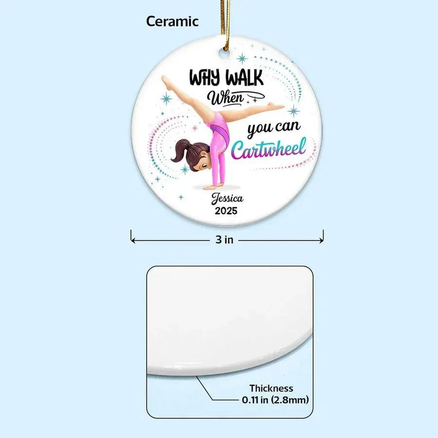 Personalized Gymnast Ornament with Cartwheel Design