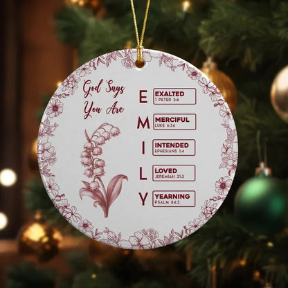 Ceramic Ornament with Bible Verses and Floral Border