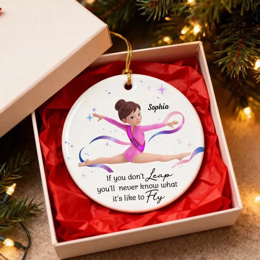 Personalized Gymnast Ornament with Inspirational Quote