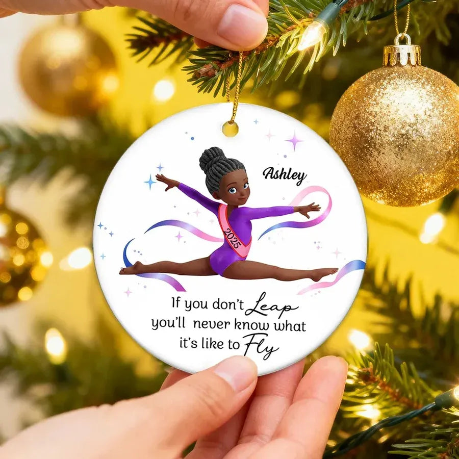 Personalized Gymnast Ornament with Inspirational Quote