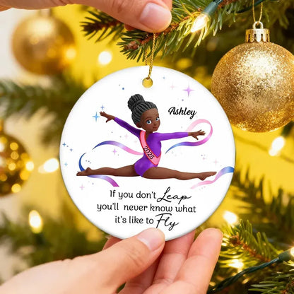Personalized Gymnast Ornament with Inspirational Quote