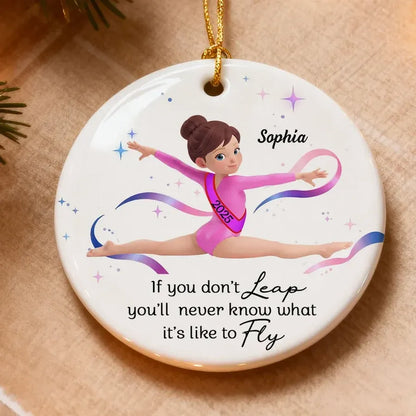 Personalized Gymnast Ornament with Inspirational Quote