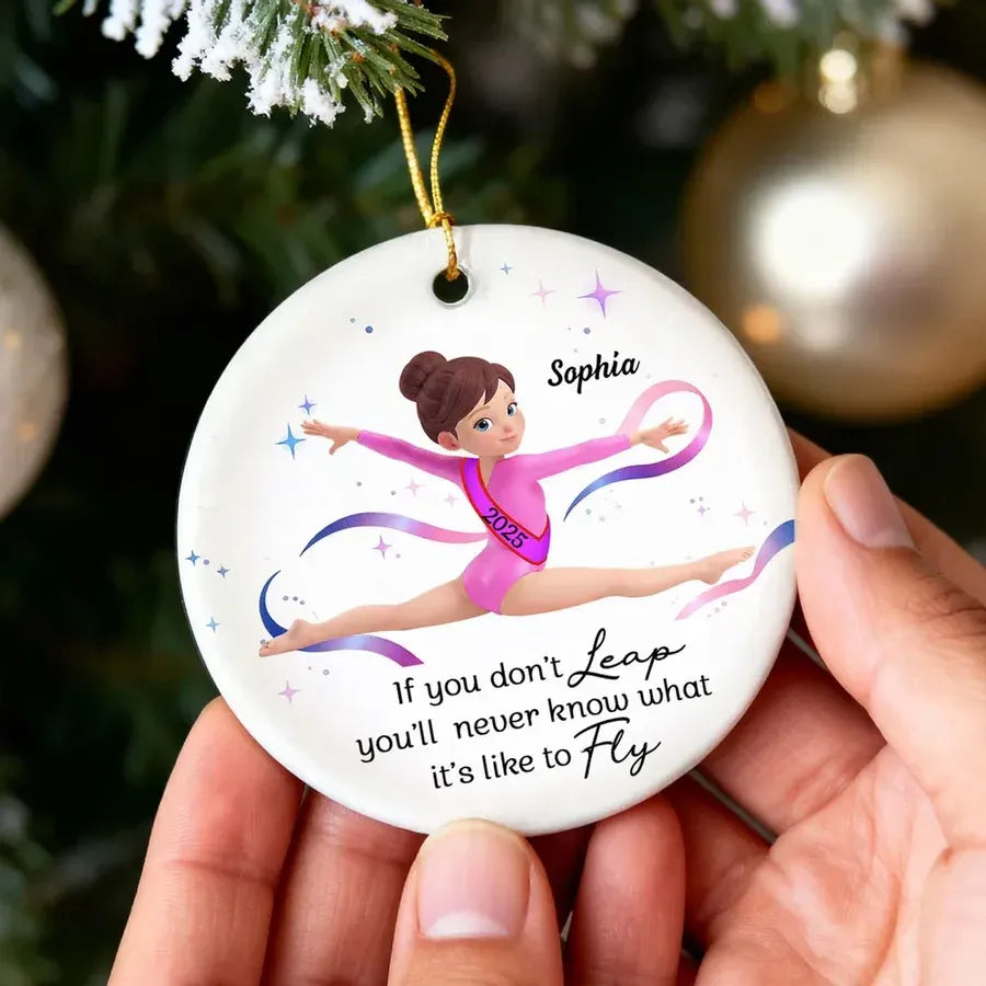 Personalized Gymnast Ornament with Inspirational Quote