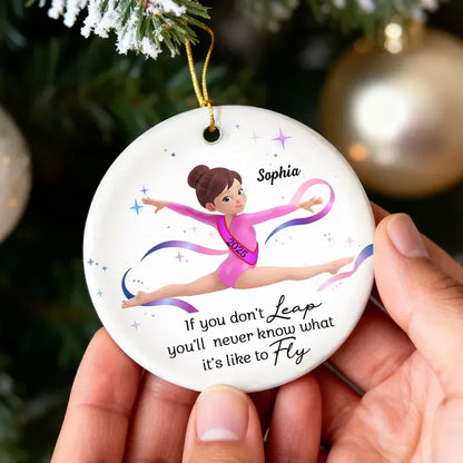 Personalized Gymnast Ornament with Inspirational Quote