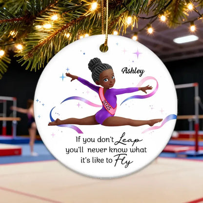 Personalized Gymnast Ornament with Inspirational Quote