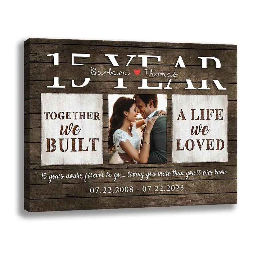 Personalized Anniversary Canvas or Poster with Couple Photo