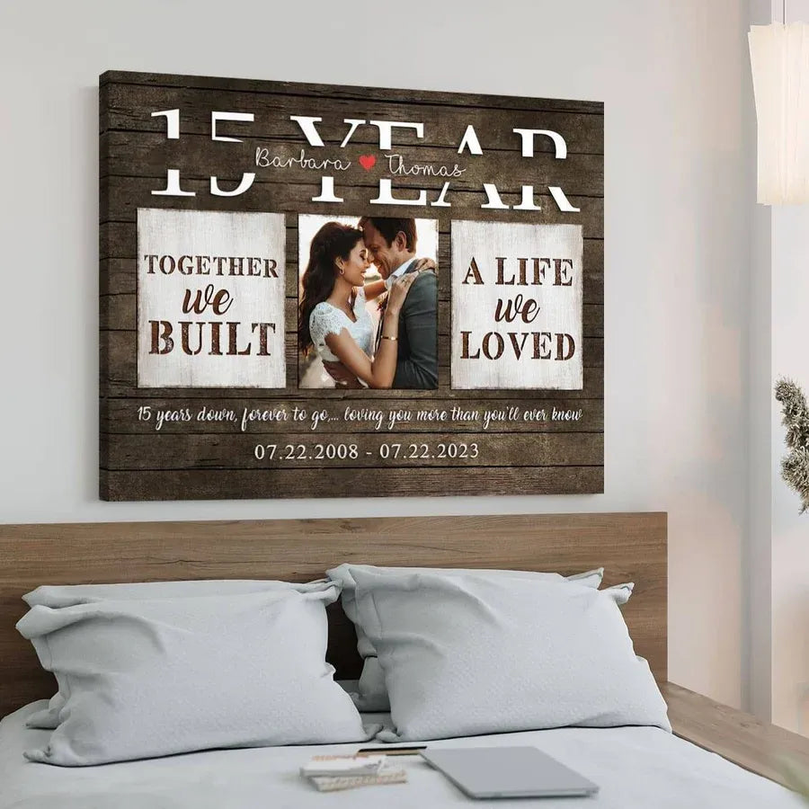 Personalized Anniversary Canvas or Poster with Couple Photo