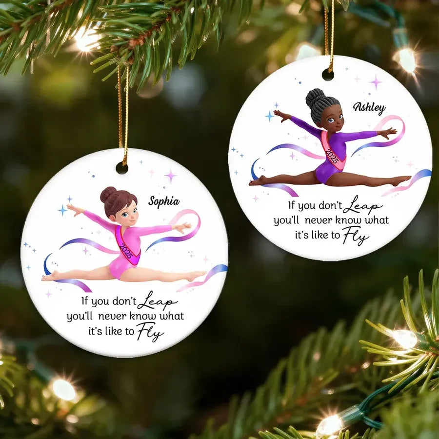 Personalized Gymnast Ornament with Inspirational Quote