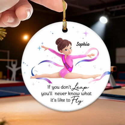 Personalized Gymnast Ornament with Inspirational Quote