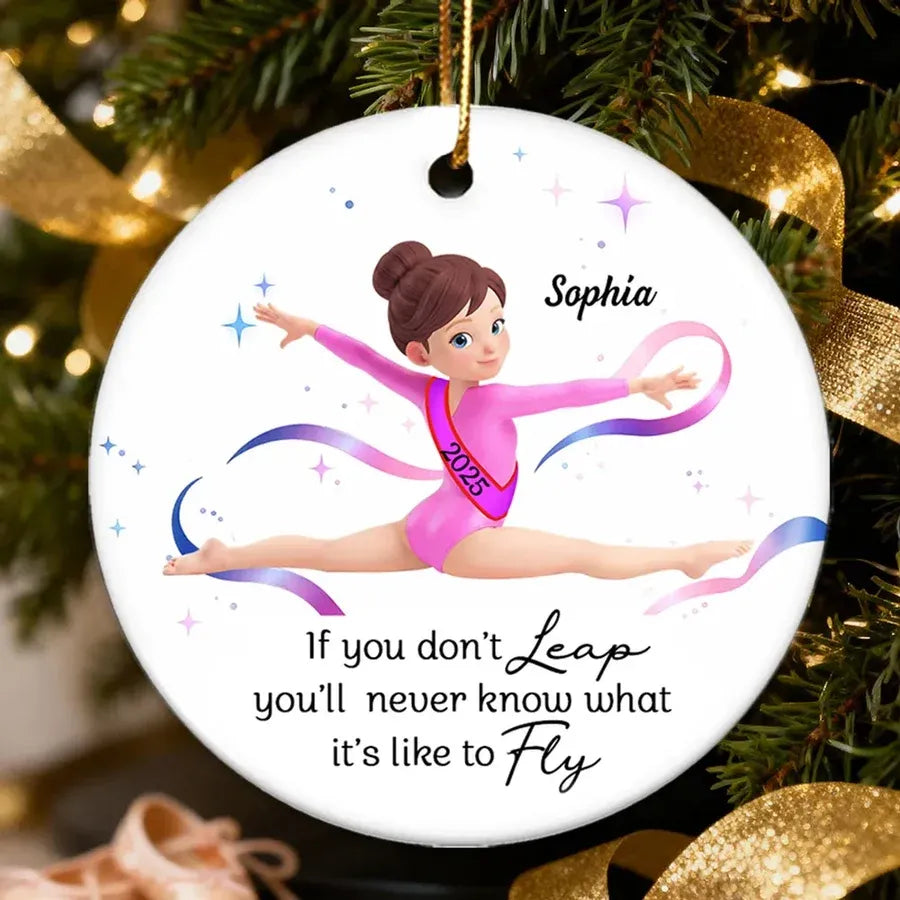 Personalized Gymnast Ornament with Inspirational Quote