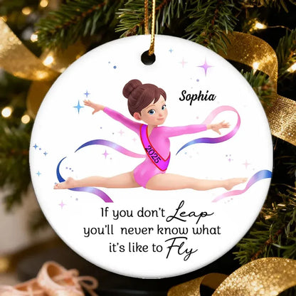 Personalized Gymnast Ornament with Inspirational Quote