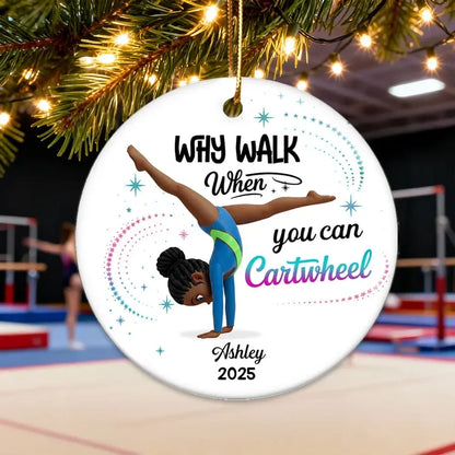 Personalized Gymnast Ornament with Cartwheel Design