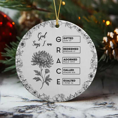 Ceramic Ornament with Bible Verses and Floral Border