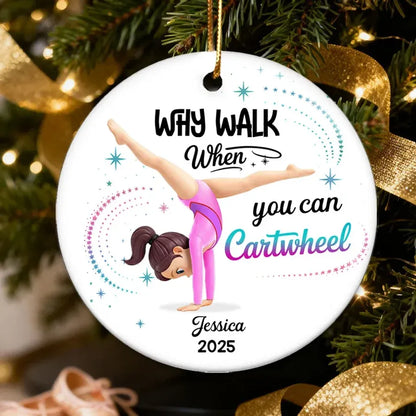 Personalized Gymnast Ornament with Cartwheel Design