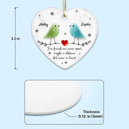 Ceramic Heart Ornament with Birds, Red Heart and Snowflakes