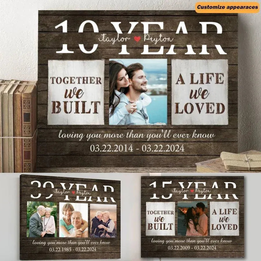 Personalized Anniversary Canvas or Poster with Couple Photo