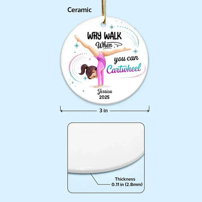 Personalized Gymnast Ornament with Cartwheel Design